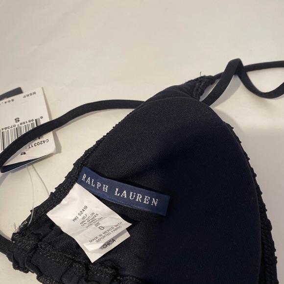 NWT Polo Ralph Lauren Black Ruffle Bikini Swimsuit Top Size Small - Picture 7 of 7